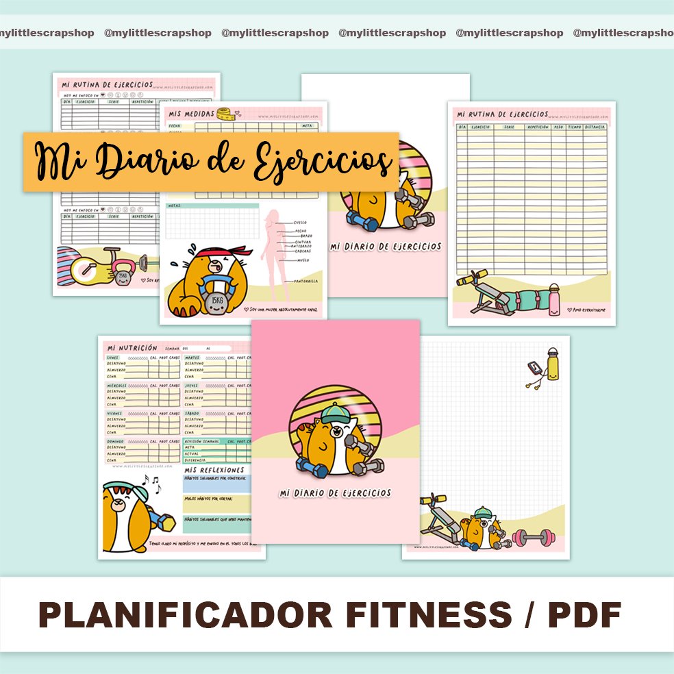 Diseña este formato de Planificador diario de ejercicios y tiempo de  entrenamiento colorido y sencillo gratuitamente